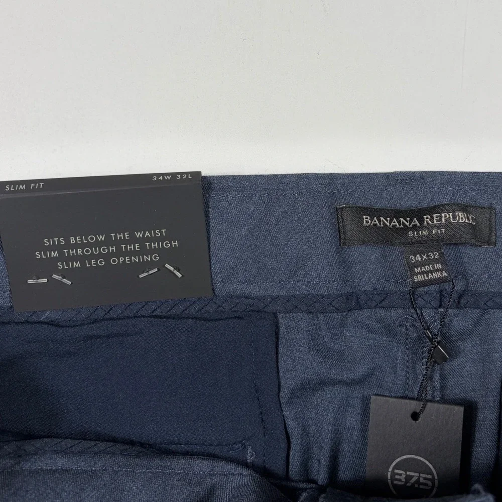 Banana Republic Core Temp Chino Mens 34x32 Slim Fit Performance Pants Navy NEW